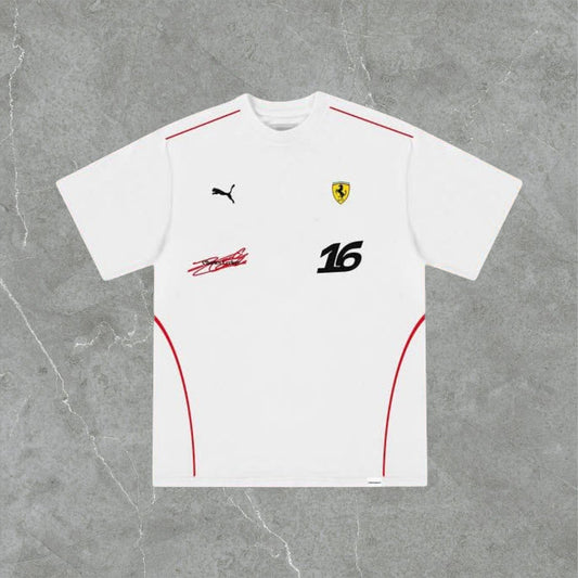 Polera Ferrari Blanca C. Lecrerc 2026