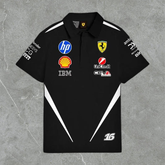 Polera Negra Ferrari Pique 2026